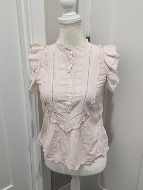 Zadig & Voltaire Tama Tomboy Ruffled Pink Blouse size XS
